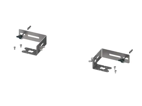 Montagehalter aus Metall von TECE, bestehend aus einem L-förmigen Teil mit mehreren Befestigungslöchern und Schrauben, geeignet für Wand- und Bodenmontage.